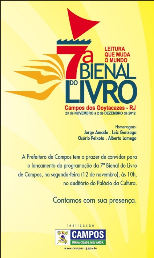 Lançamento da 7ª Bienal do Livro em Campos dos Goytacazes atrai toda a imprensa regional.